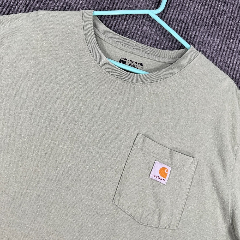 Carhartt Shirt Mens XL Extra Large Light Green‎ Short Sleeve Pocket Crew Loose